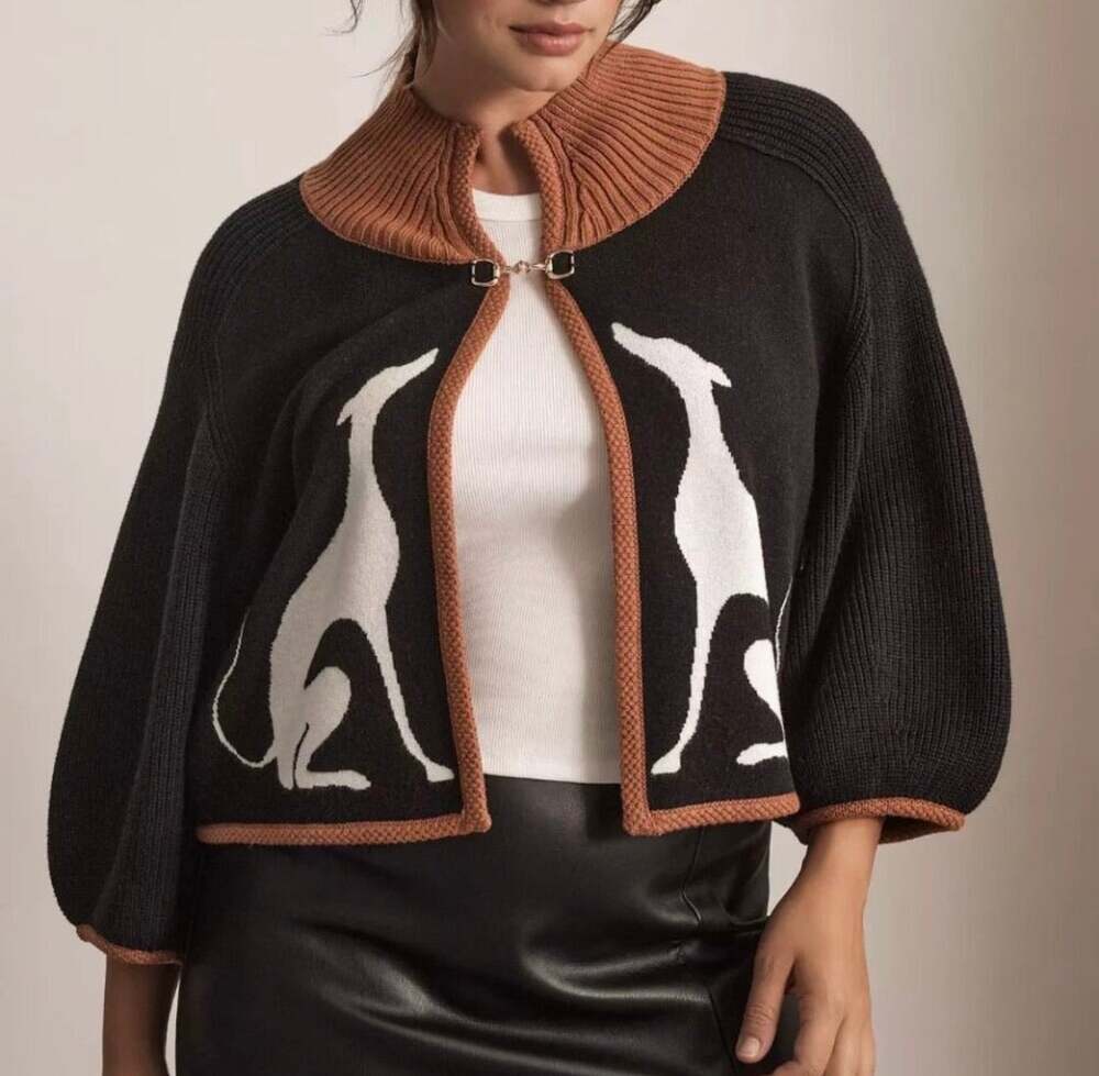 Anthropologie Maeve Dog Cape Cardigan Sweater Greyhound Dogs Shrug